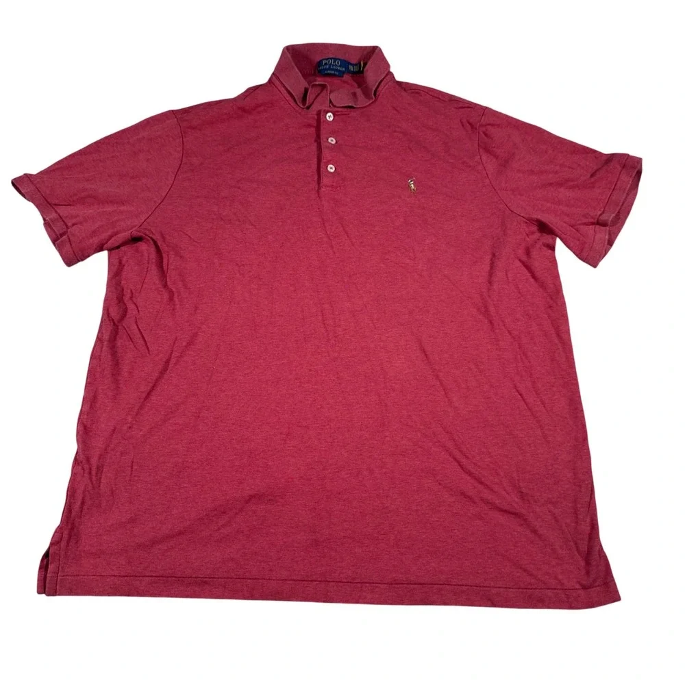 Polo Ralph Lauren Polo Shirt Mens XXL Red Classic Fit Heathered Logo 0848